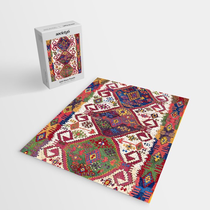 Adana Kilim South East Anatolia Antique Tribal Rug Print Jigsaw Puzzle Gallery Image 2