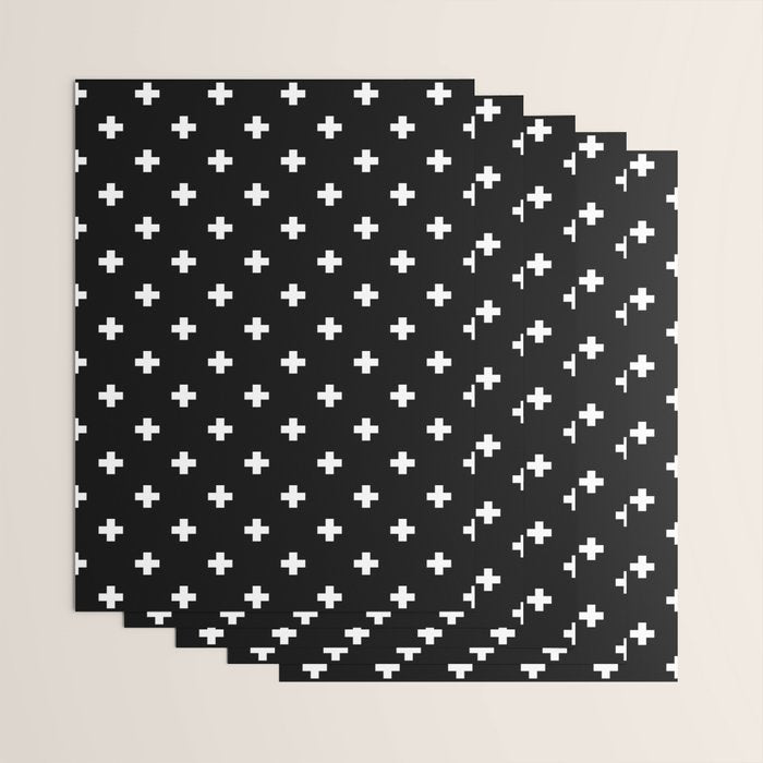 Swiss cross pattern white on black Wrapping Paper Gallery Image 3