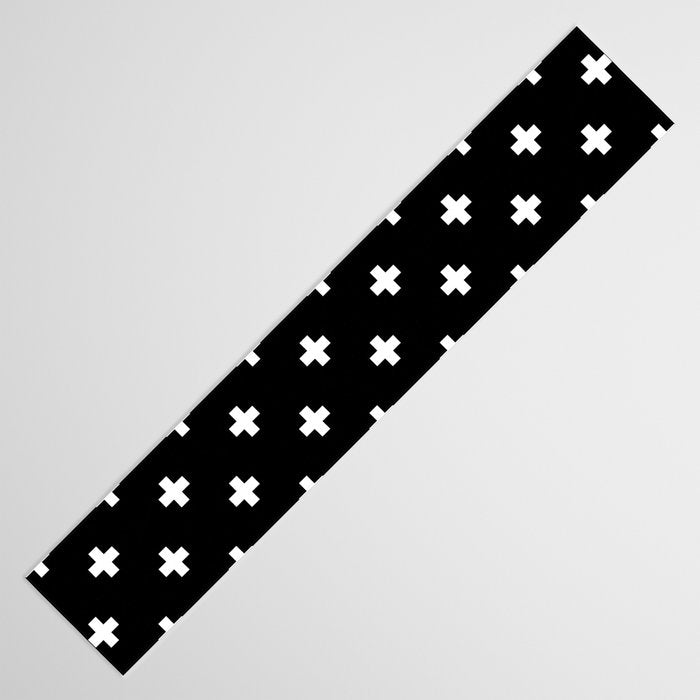 Swiss cross pattern white on black Table Runner Gallery Image 3