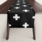 Swiss cross pattern white on black Table Runner Gallery Image 1