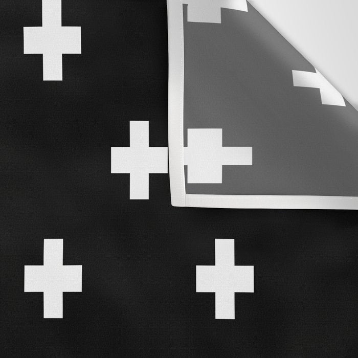 Swiss cross pattern white on black Wall Tapestry Gallery Image 3