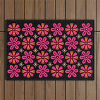 Retro Mid Century Modern Floral Pattern Outdoor Rug Gallery Image 1