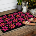 Retro Mid Century Modern Floral Pattern Outdoor Rug Gallery Image 2