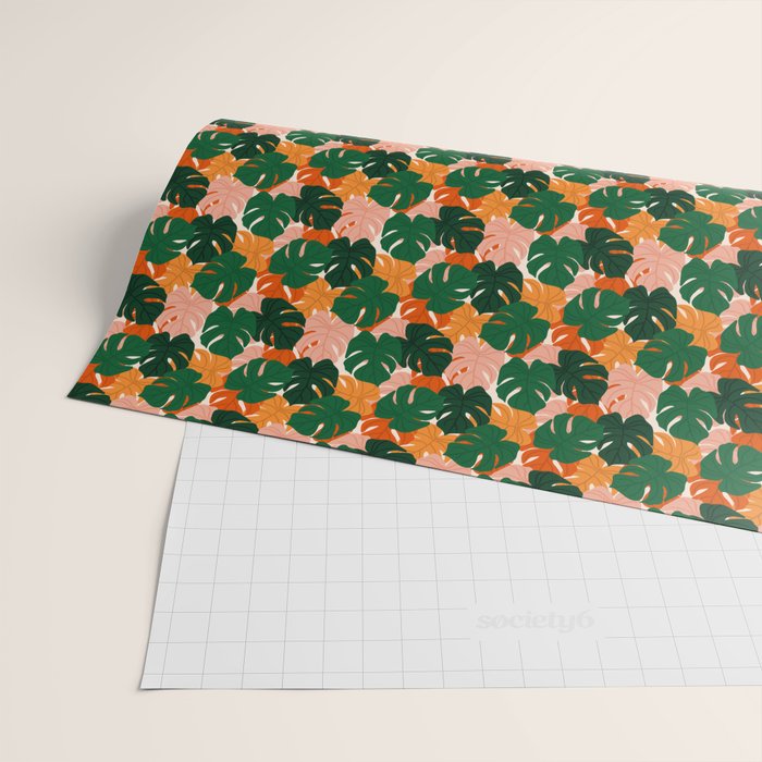 Vibrant Monstera Leaf Pattern Wrapping Paper Gallery Image 2