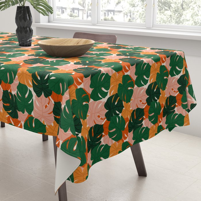 Vibrant Monstera Leaf Pattern Tablecloth Gallery Image 3