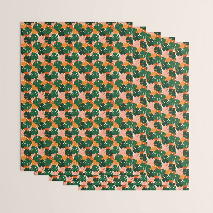 Vibrant Monstera Leaf Pattern Wrapping Paper Gallery Image 3