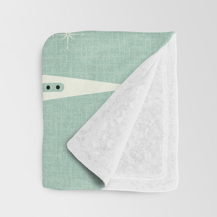 Mid Century Meow Retro Atomic Cats Mint Throw Blanket Gallery Image 3