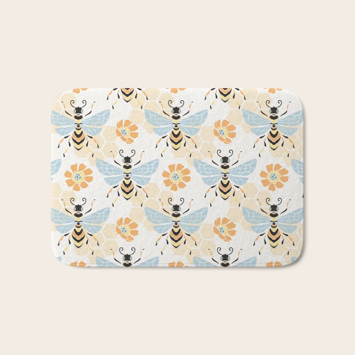 Honey Bee Abstract Pattern Bath Mat Gallery Image 1