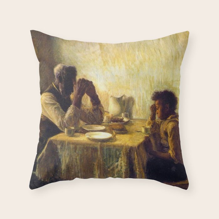 African American Masterpiece 'The Thankful Poor' by Henry Ossawa Tanner Throw Pillow Gallery Image 1