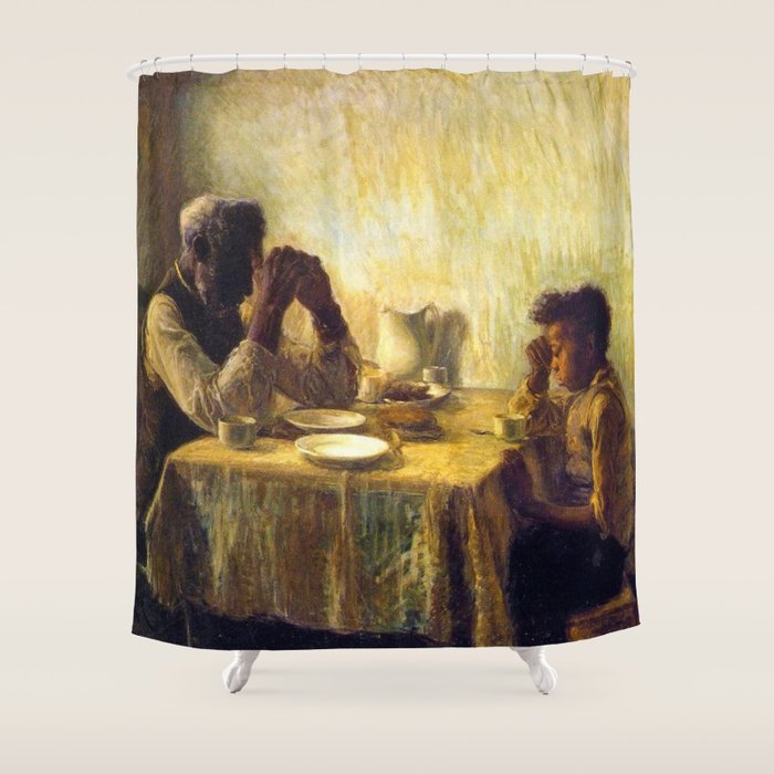 African American Masterpiece 'The Thankful Poor' by Henry Ossawa Tanner Shower Curtain Gallery Image 1