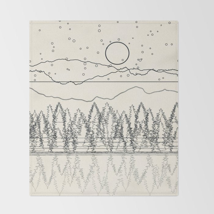 Minimal Line Mountain Beauty II Throw Blanket Gallery Image 2