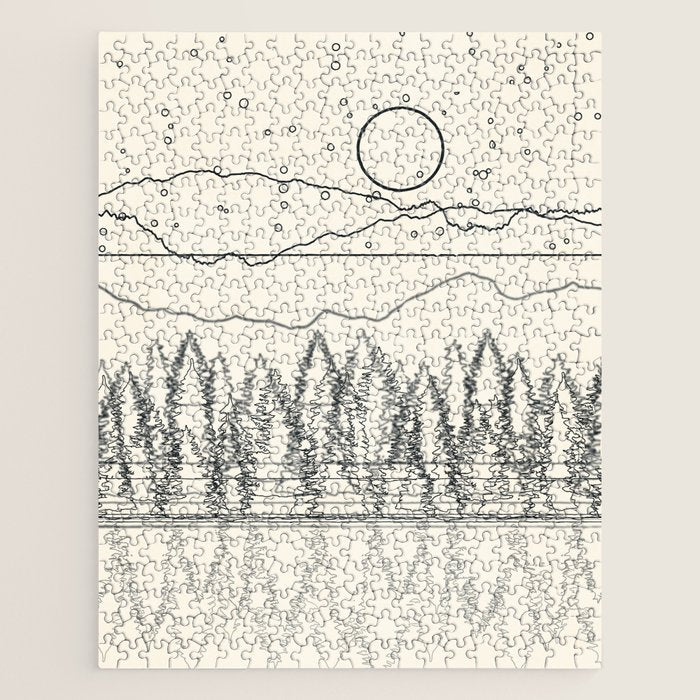 Minimal Line Mountain Beauty II Jigsaw Puzzle