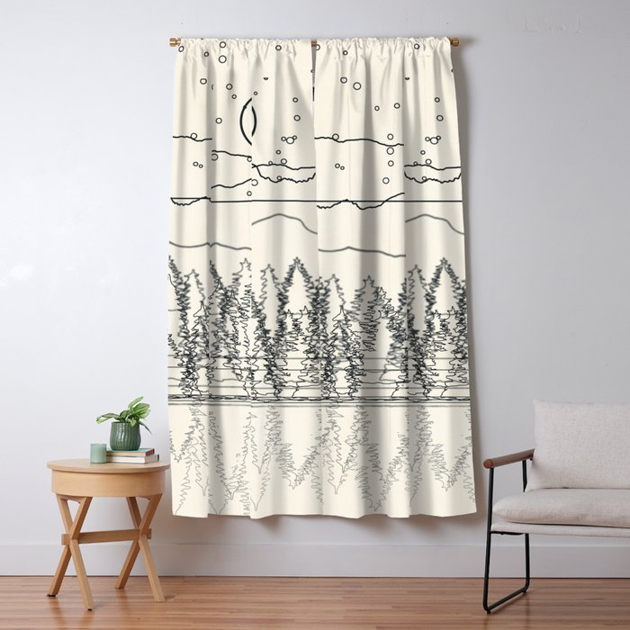 Minimal Line Mountain Beauty II Window Curtain Gallery Image 1