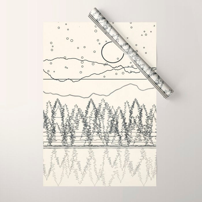 Minimal Line Mountain Beauty II Wrapping Paper Gallery Image 1