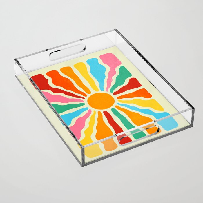 Retro Sun Waves: Rainbow Edition Acrylic Tray Gallery Image 1