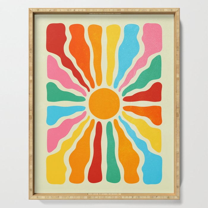 Retro Sun Waves: Rainbow Edition Serving Tray Gallery Image 1