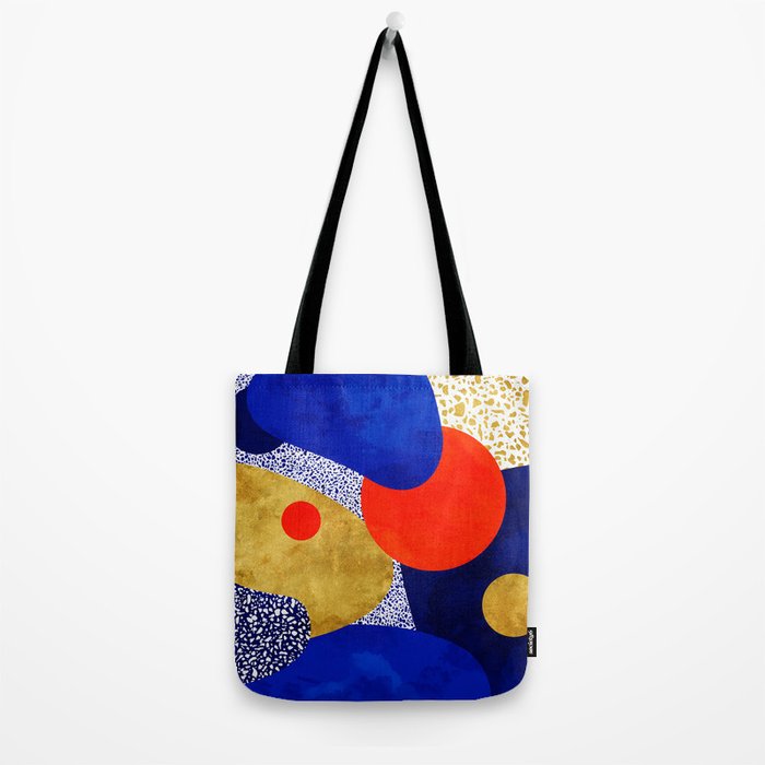 Terrazzo galaxy blue night yellow gold orange Tote Bag Gallery Image 2