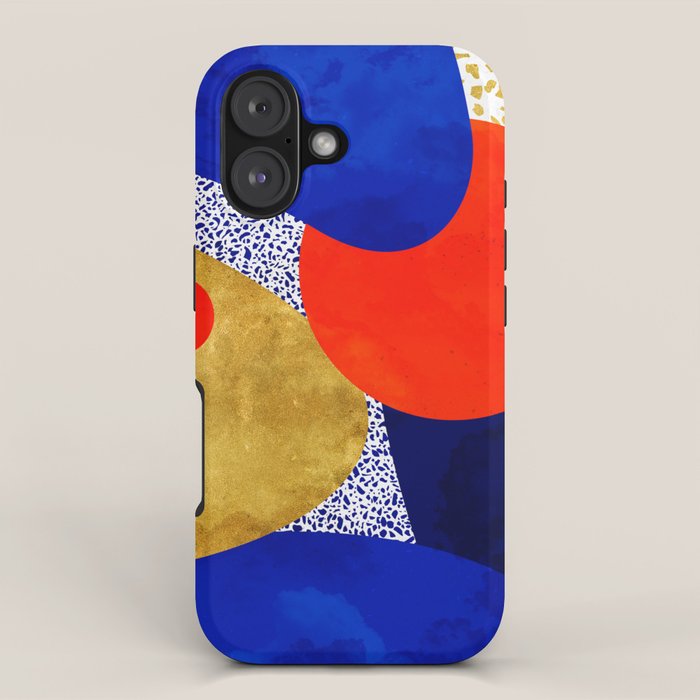 Terrazzo galaxy blue night yellow gold orange iPhone Case Gallery Image 1