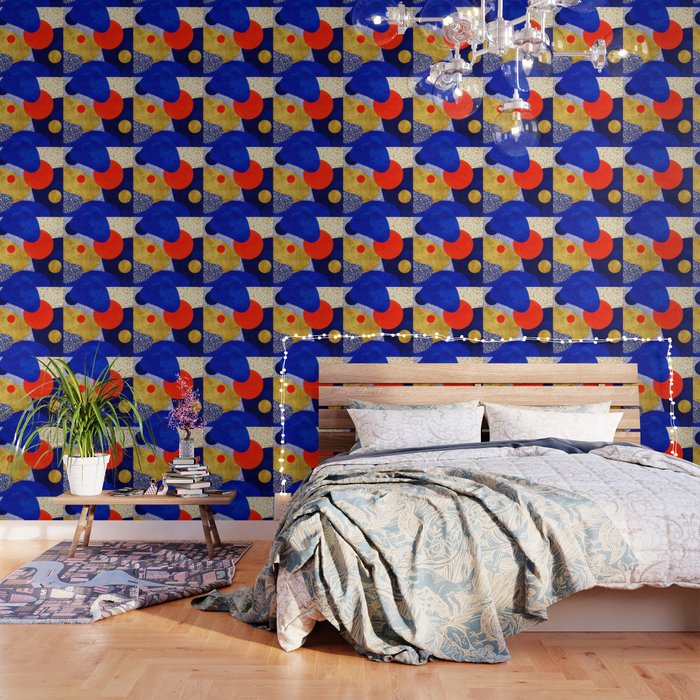 Terrazzo galaxy blue night yellow gold orange Wallpaper Gallery Image 3