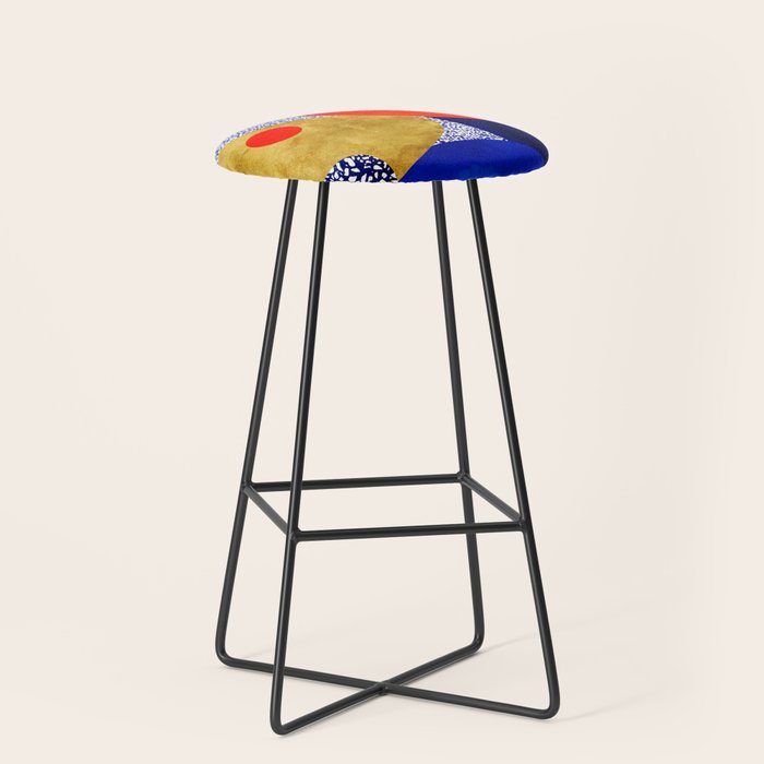 Terrazzo galaxy blue night yellow gold orange Stool Gallery Image 1