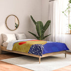 Terrazzo galaxy blue night yellow gold orange Comforter Gallery Image 2