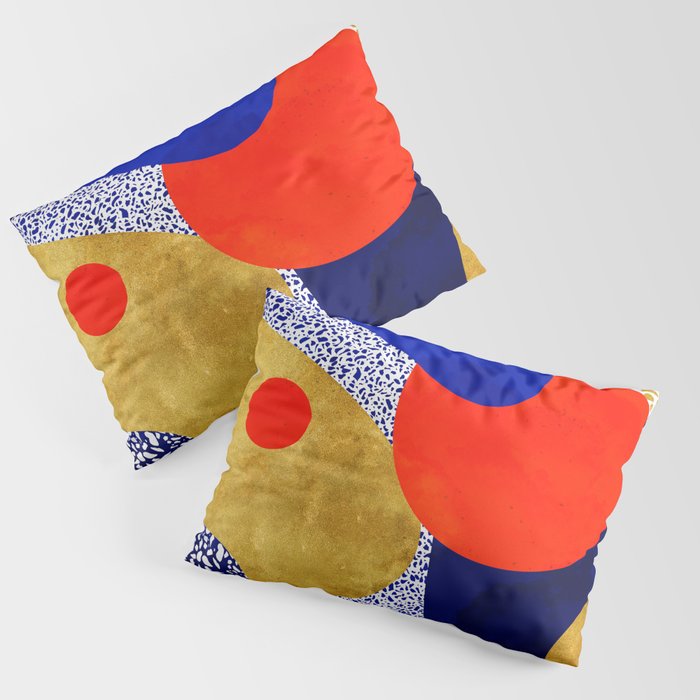 Terrazzo galaxy blue night yellow gold orange Pillow Sham Gallery Image 3