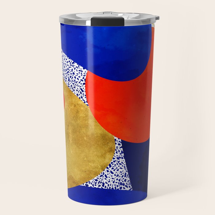 Terrazzo galaxy blue night yellow gold orange Travel Mug Gallery Image 1