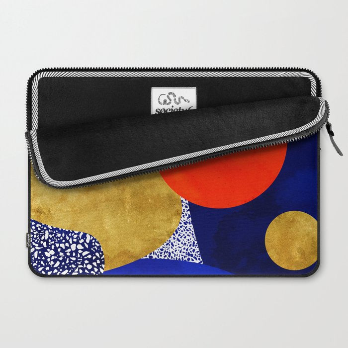 Terrazzo galaxy blue night yellow gold orange Laptop Sleeve Gallery Image 2