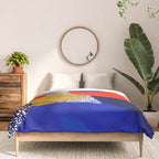 Terrazzo galaxy blue night yellow gold orange Comforter Gallery Image 3
