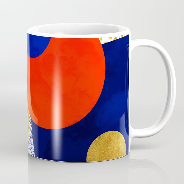 Terrazzo galaxy blue night yellow gold orange Coffee Mug Gallery Image 1