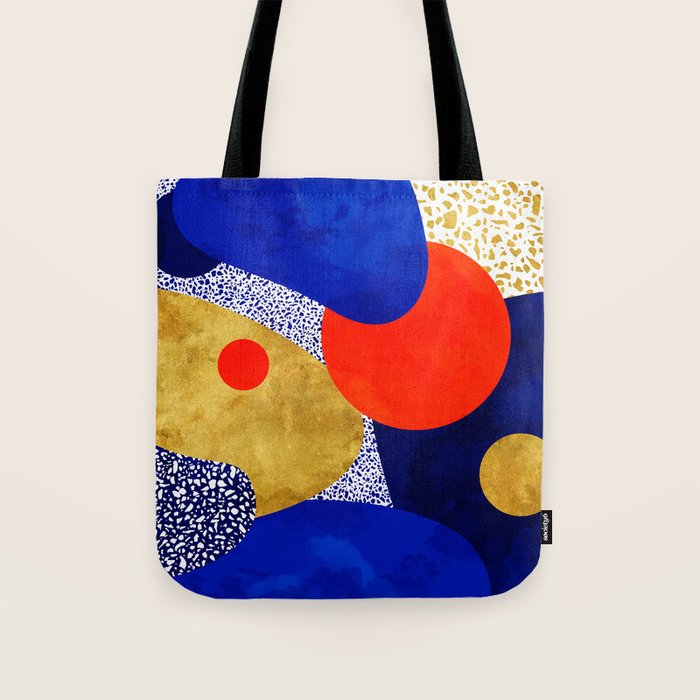 Terrazzo galaxy blue night yellow gold orange Tote Bag Gallery Image 1