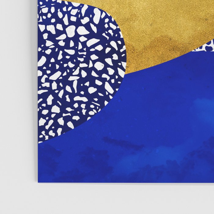 Terrazzo galaxy blue night yellow gold orange Poster Gallery Image 3
