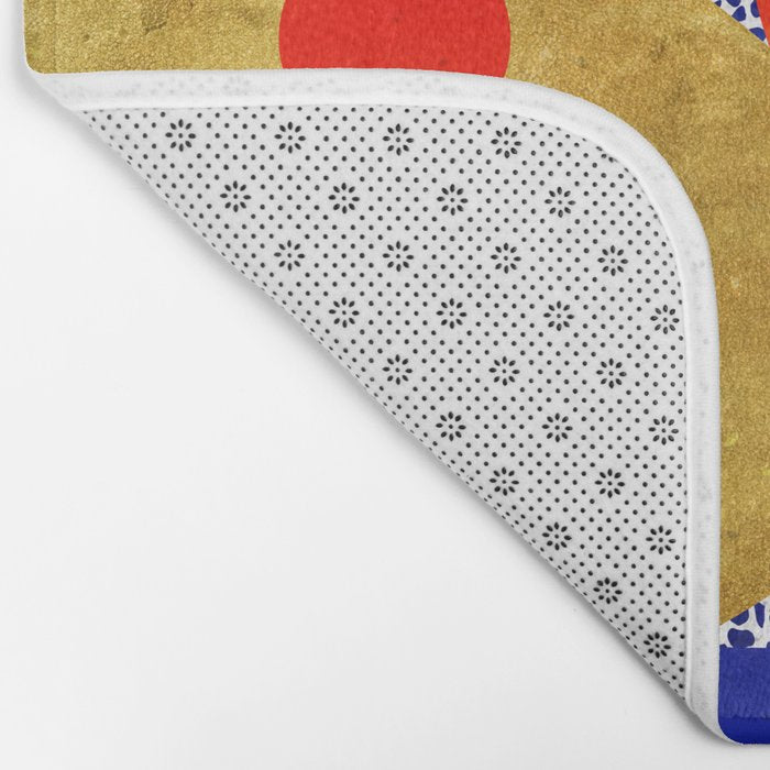 Terrazzo galaxy blue night yellow gold orange Bath Mat Gallery Image 2