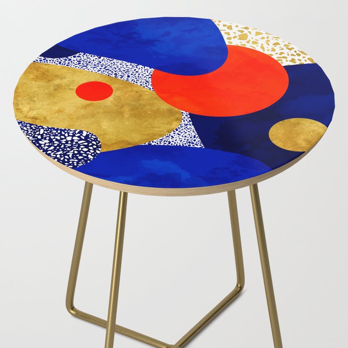Terrazzo galaxy blue night yellow gold orange Side Table Gallery Image 2