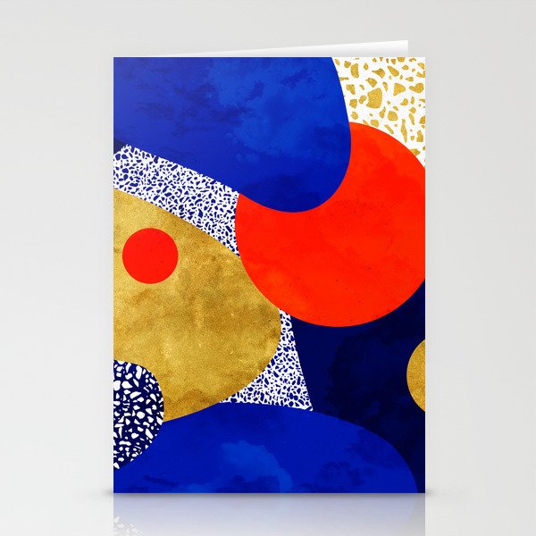 Terrazzo galaxy blue night yellow gold orange Stationery Card Gallery Image 2