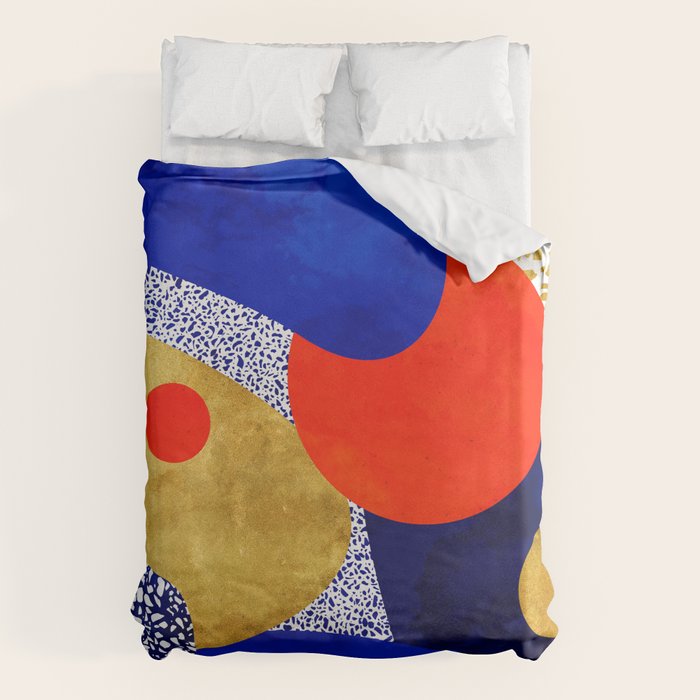 Terrazzo galaxy blue night yellow gold orange Duvet Cover Gallery Image 1
