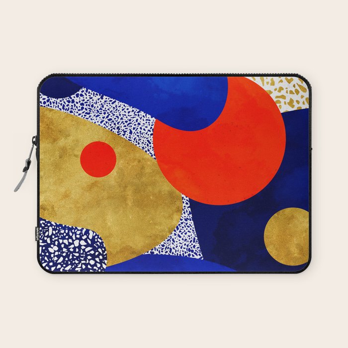 Terrazzo galaxy blue night yellow gold orange Laptop Sleeve Gallery Image 1