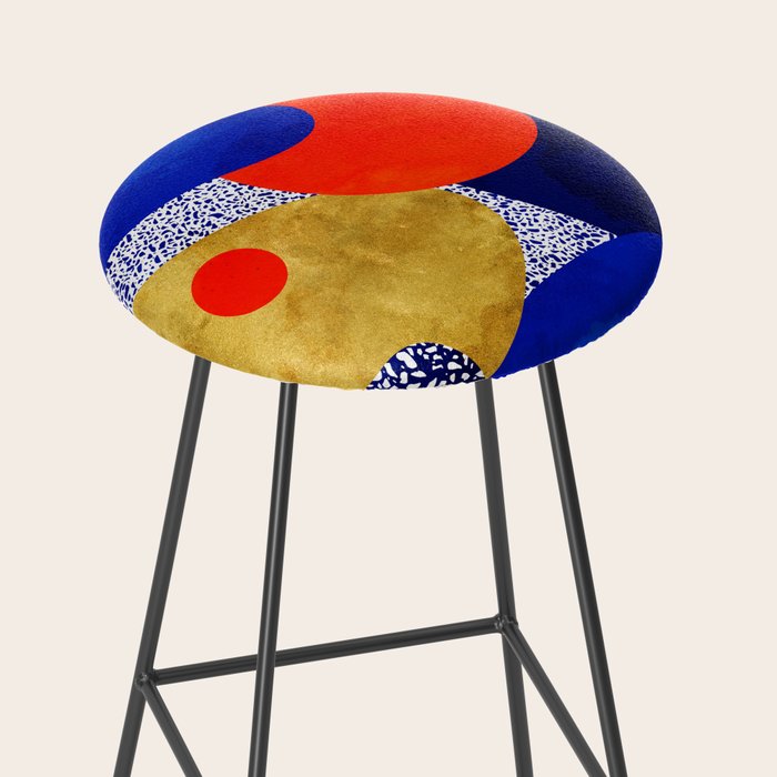 Terrazzo galaxy blue night yellow gold orange Stool Gallery Image 2