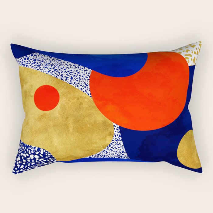Terrazzo galaxy blue night yellow gold orange Rectangular Pillow Gallery Image 2