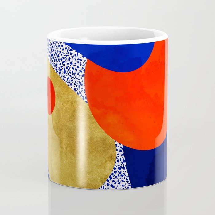 Terrazzo galaxy blue night yellow gold orange Coffee Mug Gallery Image 4