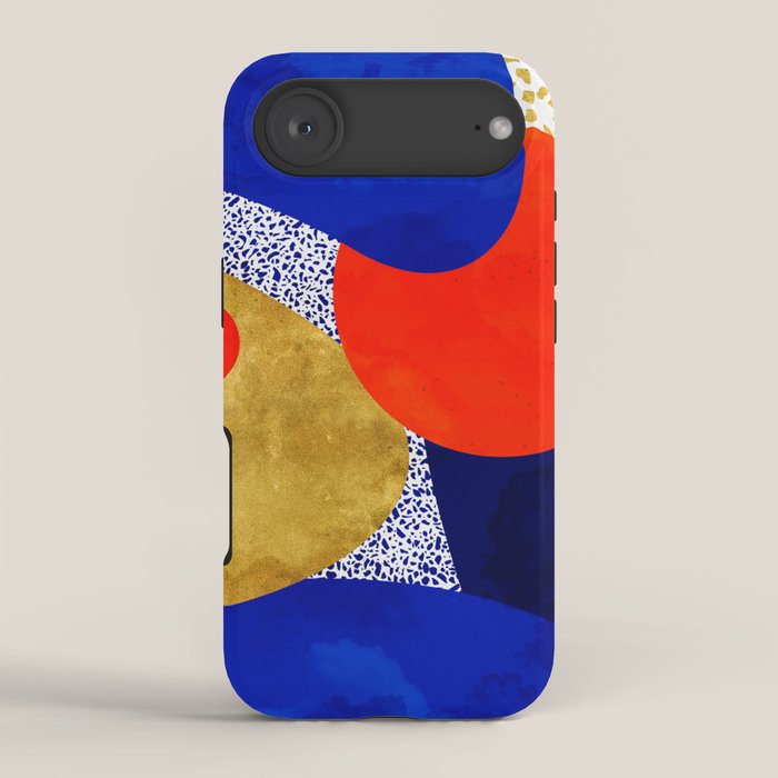 Terrazzo galaxy blue night yellow gold orange iPhone Case