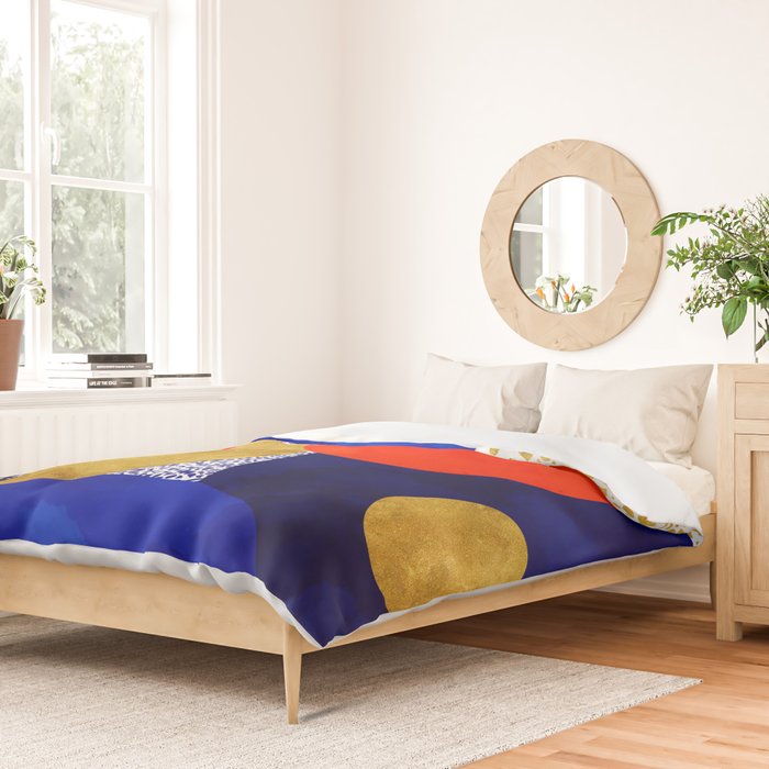 Terrazzo galaxy blue night yellow gold orange Duvet Cover Gallery Image 2