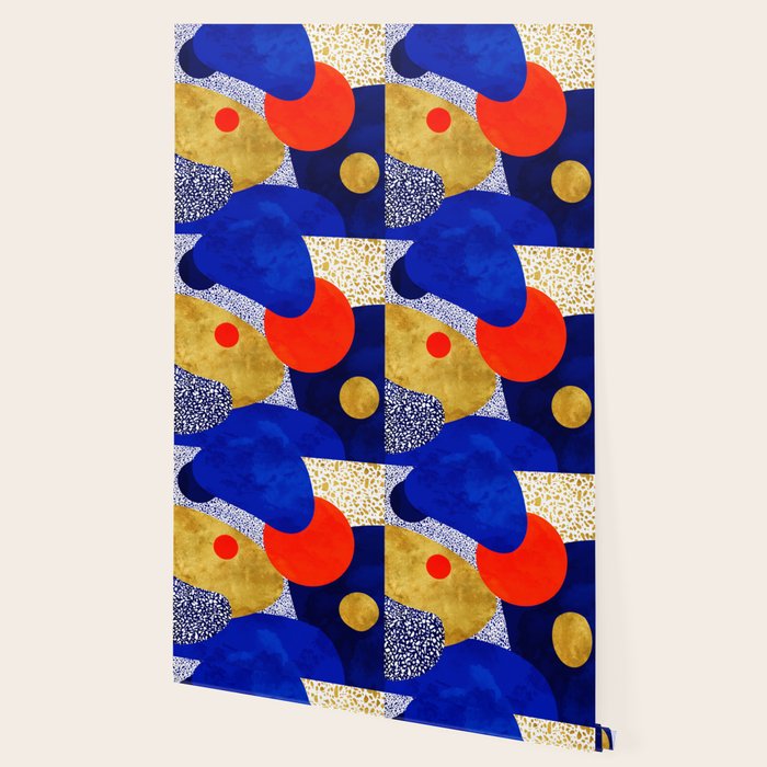 Terrazzo galaxy blue night yellow gold orange Wallpaper Gallery Image 2