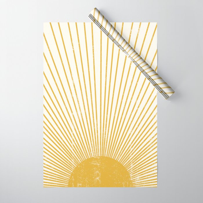 Vintage Sun Bohemian Boho Sun Rays Vintage Style Wrapping Paper Gallery Image 1
