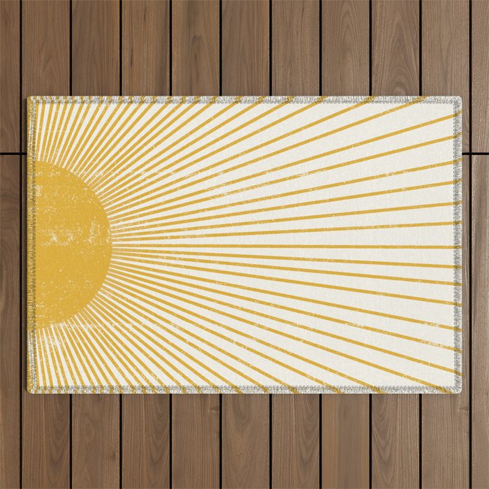 Vintage Sun Bohemian Boho Sun Rays Vintage Style Outdoor Rug Gallery Image 1