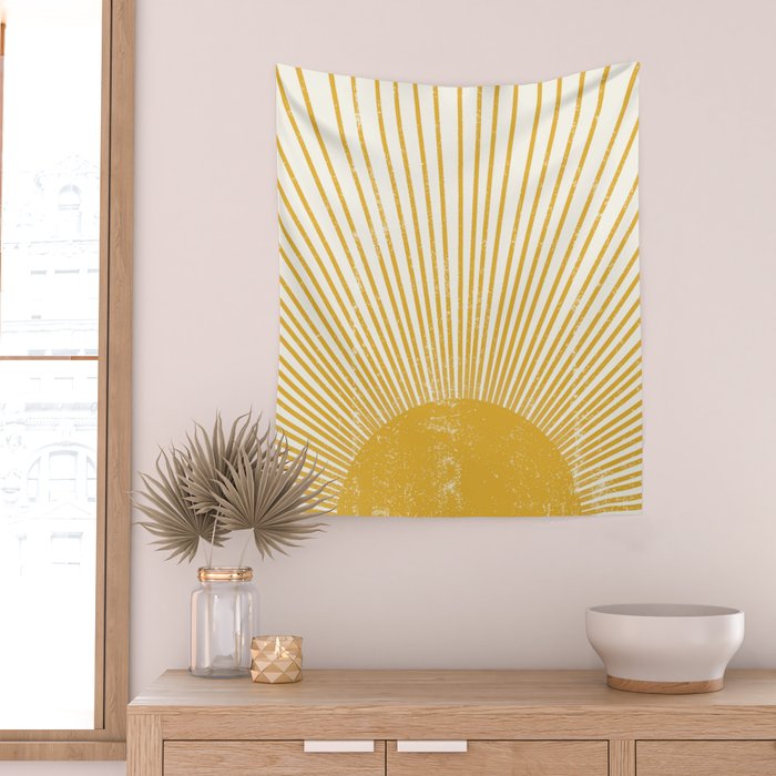 Vintage Sun Bohemian Boho Sun Rays Vintage Style Wall Tapestry Gallery Image 2