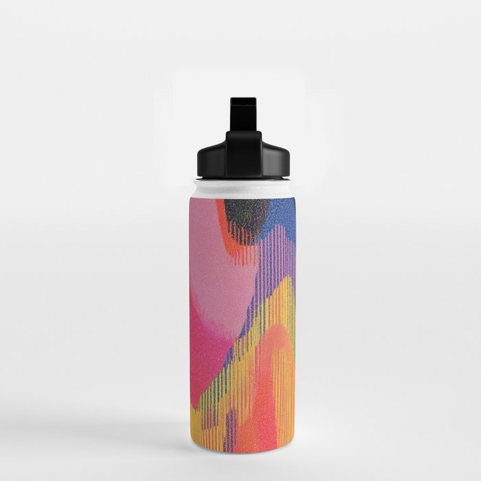 Retro Glitch Wavy Abstract Pattern in Neon Rainbow Water Bottle Gallery Image 2
