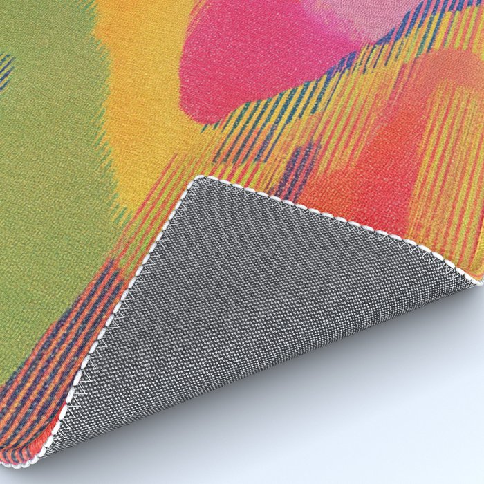 Retro Glitch Wavy Abstract Pattern in Neon Rainbow Rug Gallery Image 4