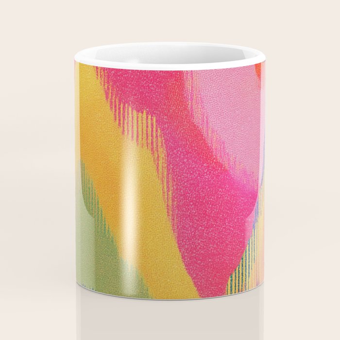 Retro Glitch Wavy Abstract Pattern in Neon Rainbow Coffee Mug Gallery Image 4