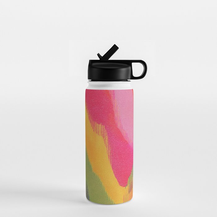 Retro Glitch Wavy Abstract Pattern in Neon Rainbow Water Bottle Gallery Image 1